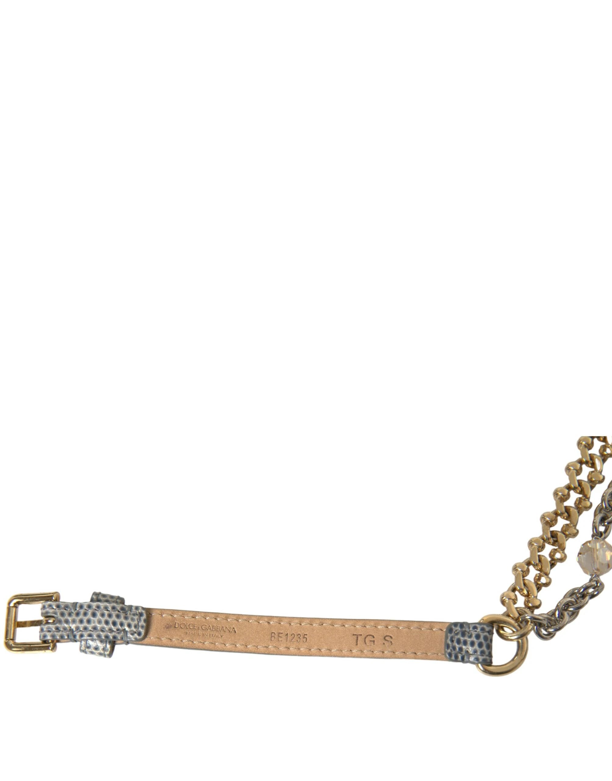 Dolce & Gabbana Blue Braided Gold Brass Chain Waist Belt by Dolce & Gabbana