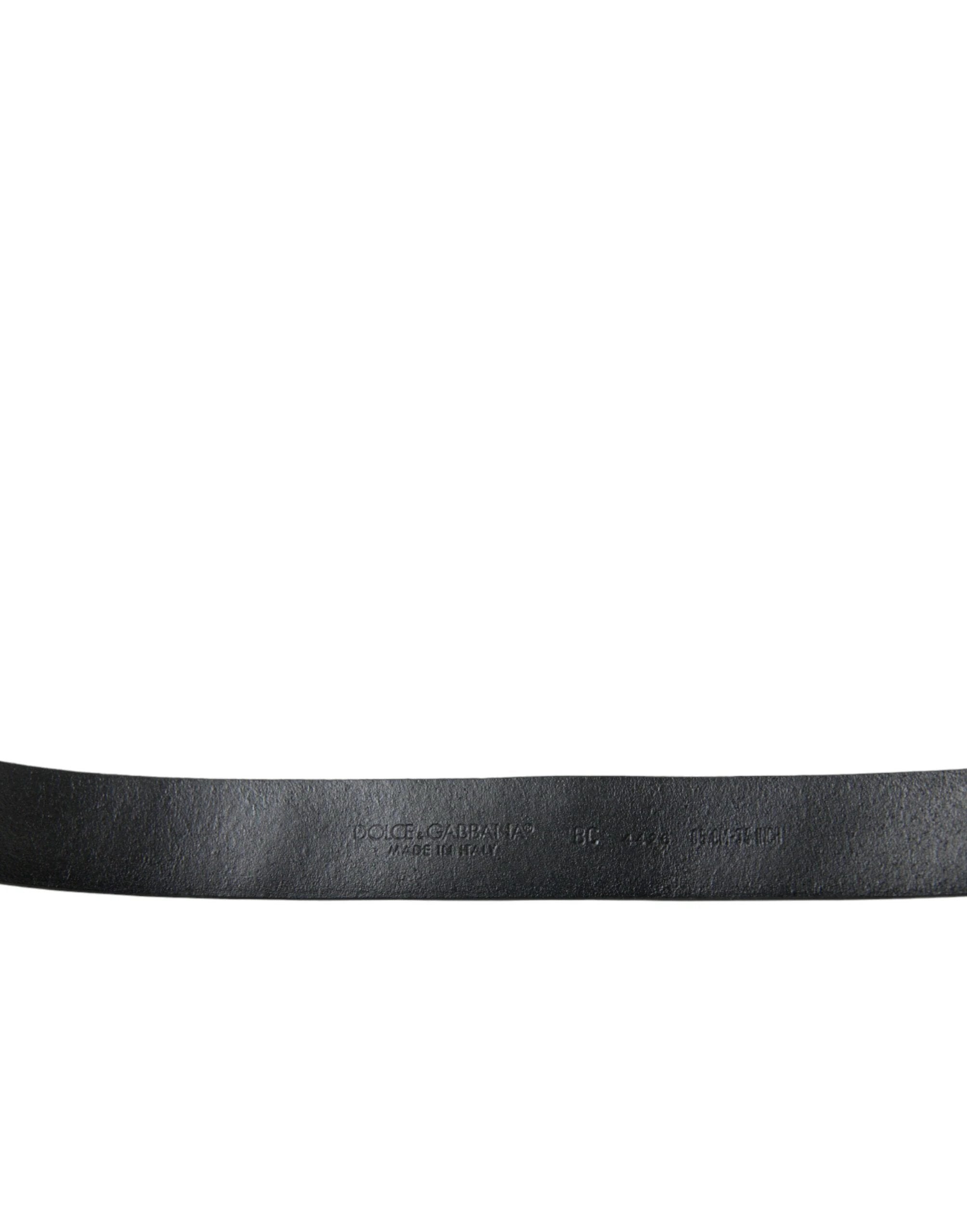 Dolce & Gabbana Black Embellished Leather Engraved Buckle Belt by Dolce & Gabbana