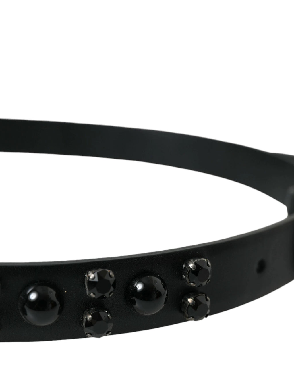 Dolce & Gabbana Black Embellished Leather Engraved Buckle Belt by Dolce & Gabbana