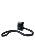 Dolce & Gabbana Black Crocodile Leather Silver Metal Logo Airpods Case by Dolce & Gabbana