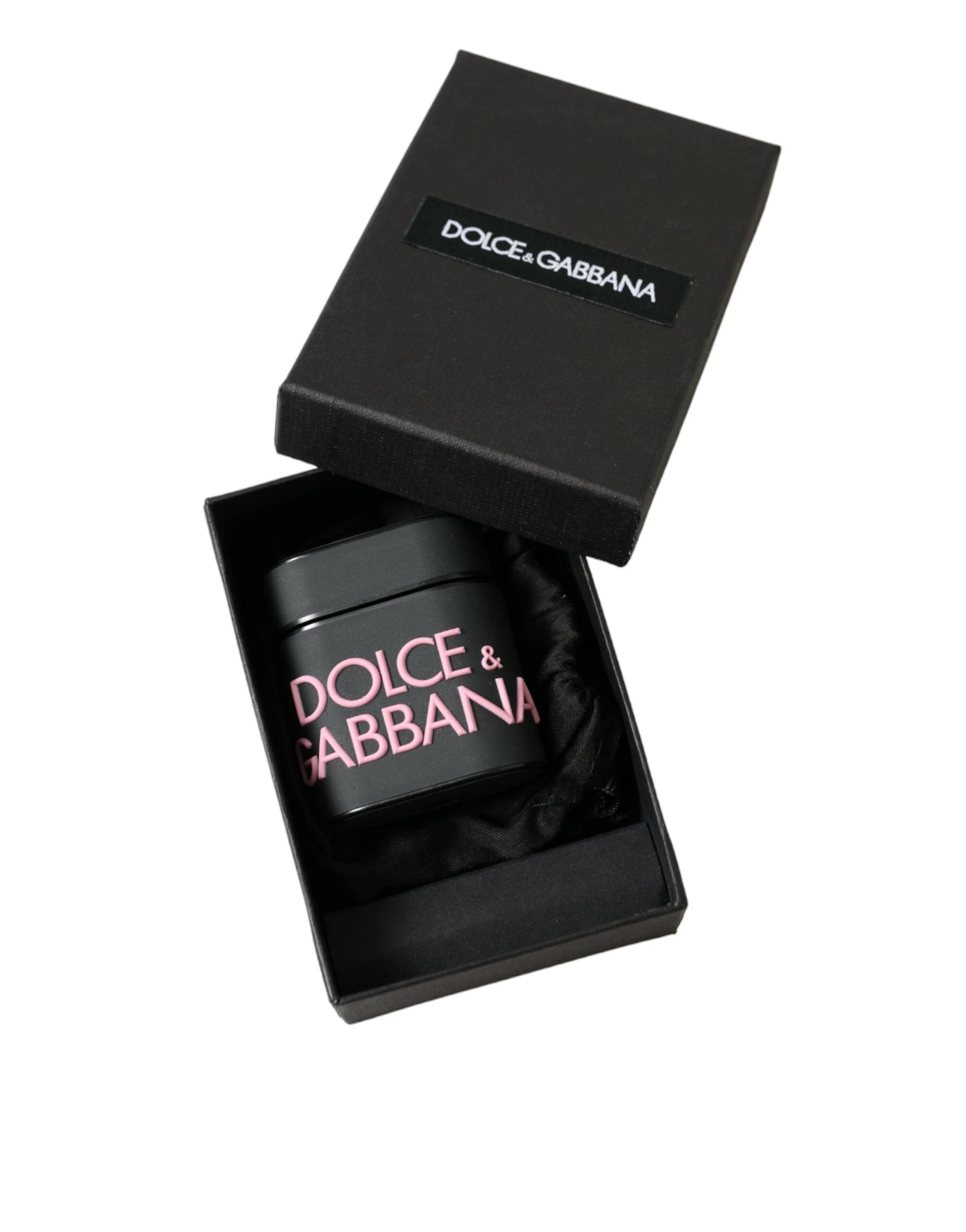Dolce & Gabbana Black Pink Silicone Embossed Logo Airpods Case by Dolce & Gabbana