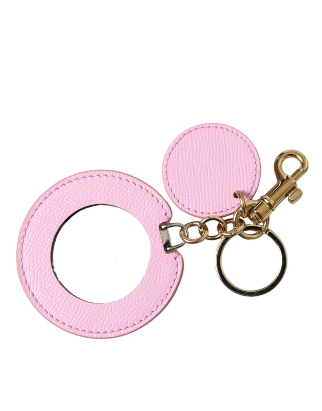 Dolce & Gabbana Pink Calf Leather Gold Metal Logo Print Keyring Keychain by Dolce & Gabbana
