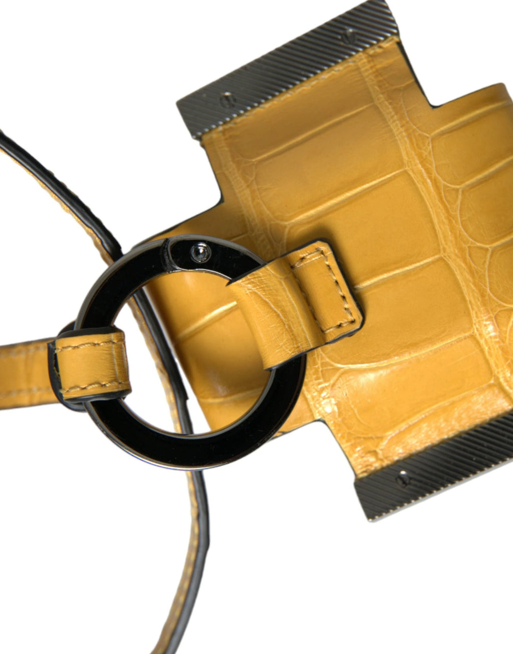 Dolce & Gabbana Yellow Crocodile Leather Logo Print Lanyard Keychain by Dolce & Gabbana
