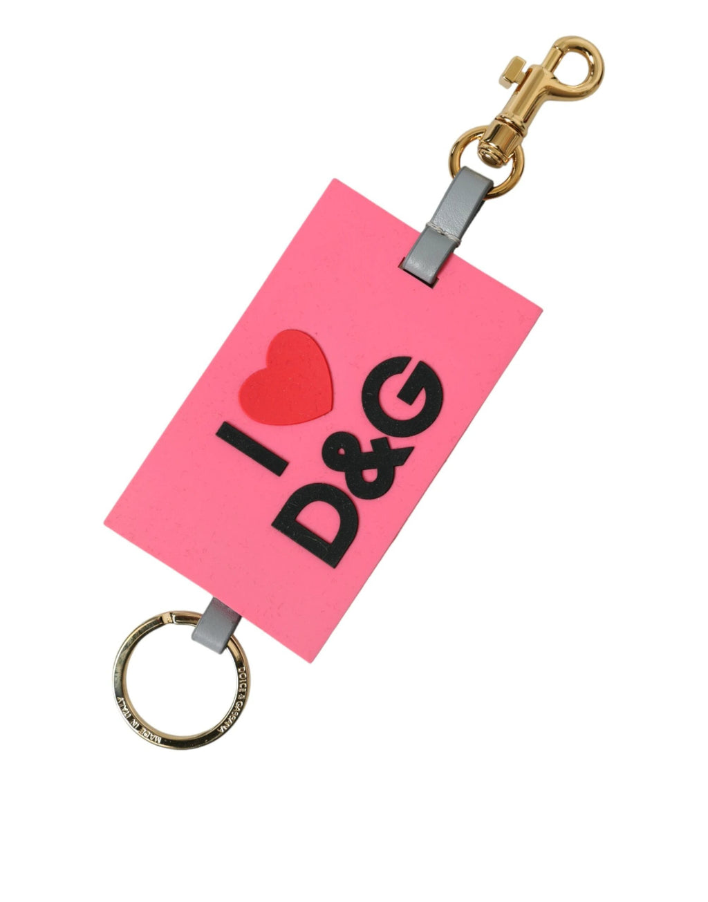 Dolce & Gabbana Pink Silicone DG Logo Gold Brass Keychain by Dolce & Gabbana