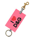 Dolce & Gabbana Pink Silicone DG Logo Gold Brass Keychain by Dolce & Gabbana