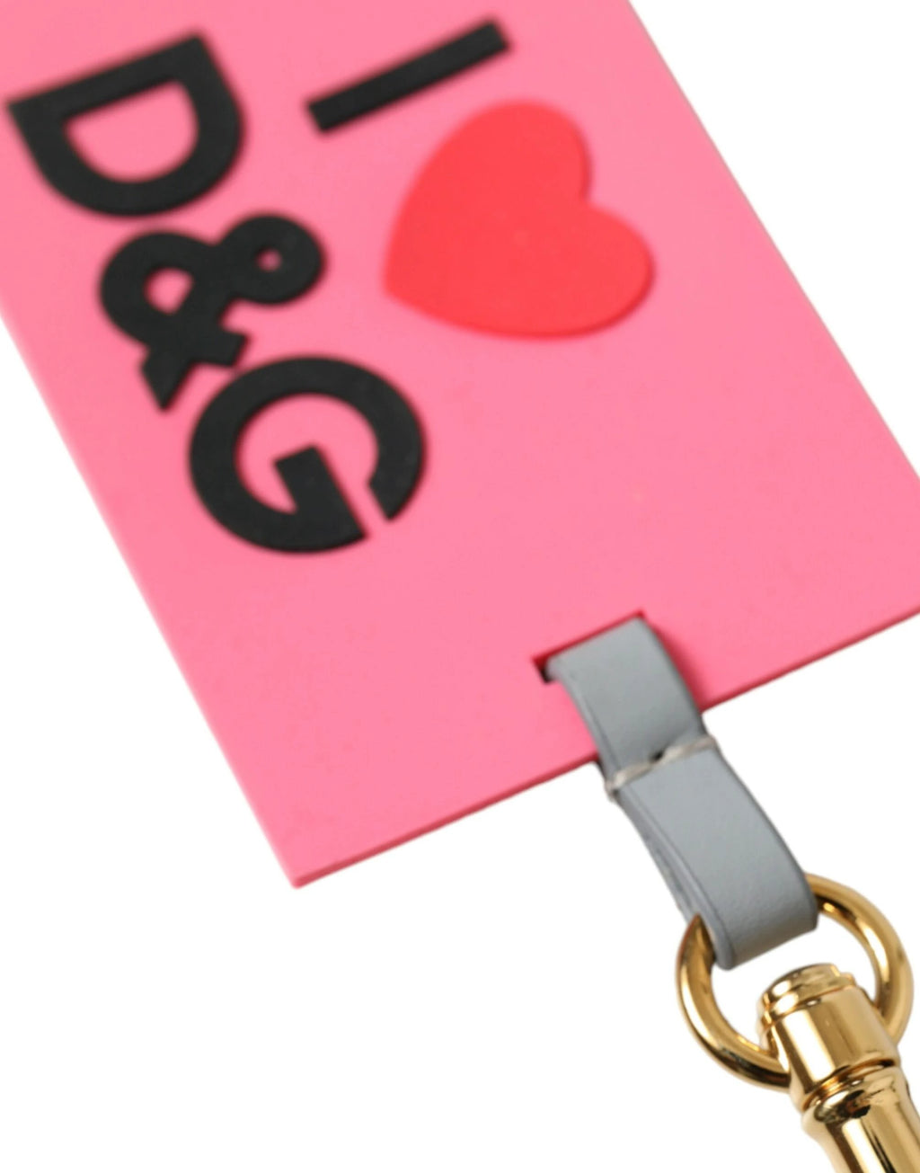 Dolce & Gabbana Pink Silicone DG Logo Gold Brass Keychain by Dolce & Gabbana