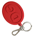 Dolce & Gabbana Red Rubber DG Logo Silver Brass Metal Keyring Keychain by Dolce & Gabbana