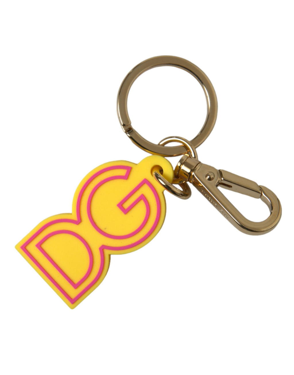 Dolce & Gabbana Yellow Rubber Gold Tone Metal DG Logo Keyring Keychain by Dolce & Gabbana