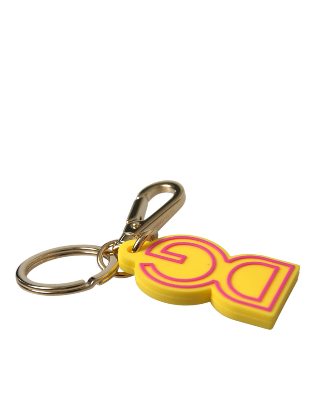 Dolce & Gabbana Yellow Rubber Gold Tone Metal DG Logo Keyring Keychain by Dolce & Gabbana