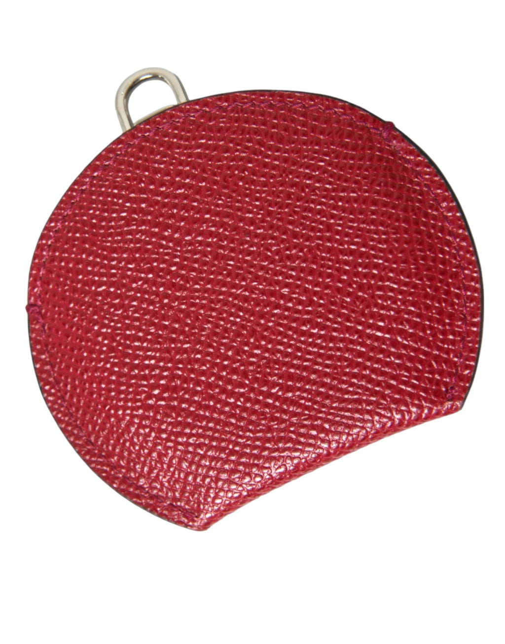 Dolce & Gabbana Red Calfskin Leather Round Logo Hand Mirror Holder by Dolce & Gabbana