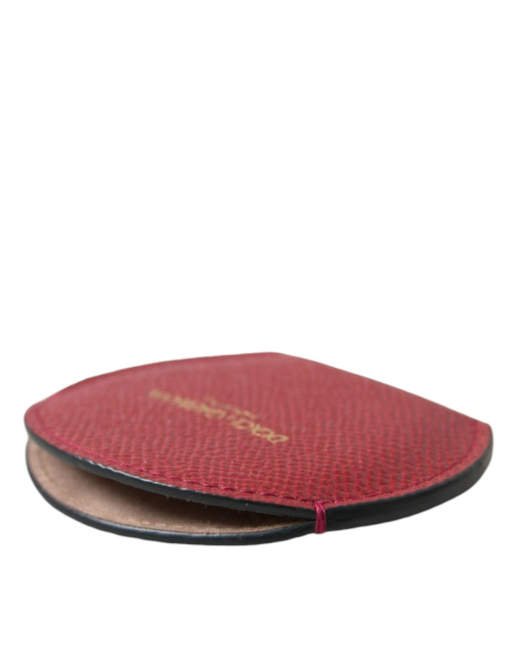Dolce & Gabbana Red Calfskin Leather Round Logo Hand Mirror Holder by Dolce & Gabbana