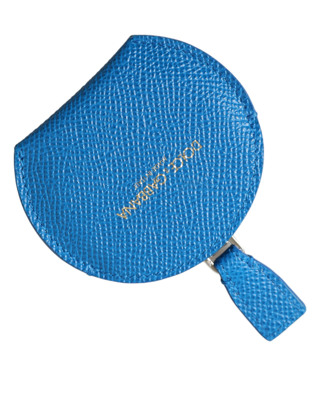 Dolce & Gabbana Blue Calfskin Leather Round Logo Hand Mirror Holder by Dolce & Gabbana
