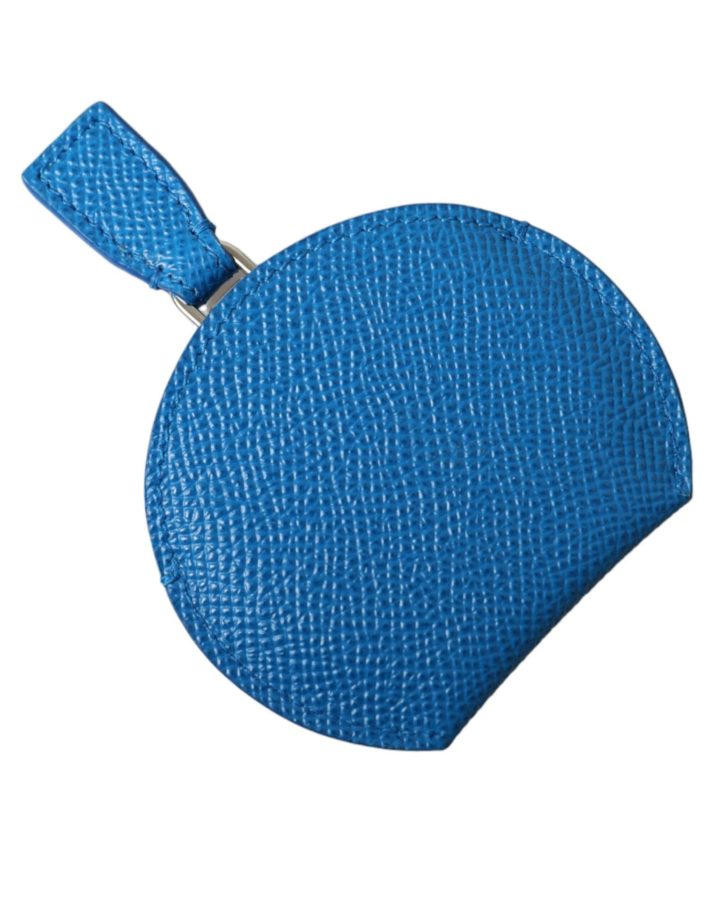 Dolce & Gabbana Blue Calfskin Leather Round Logo Hand Mirror Holder by Dolce & Gabbana