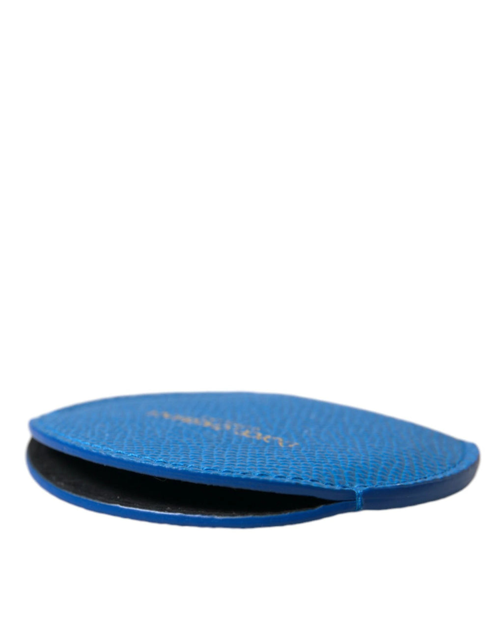 Dolce & Gabbana Blue Calfskin Leather Round Logo Hand Mirror Holder by Dolce & Gabbana