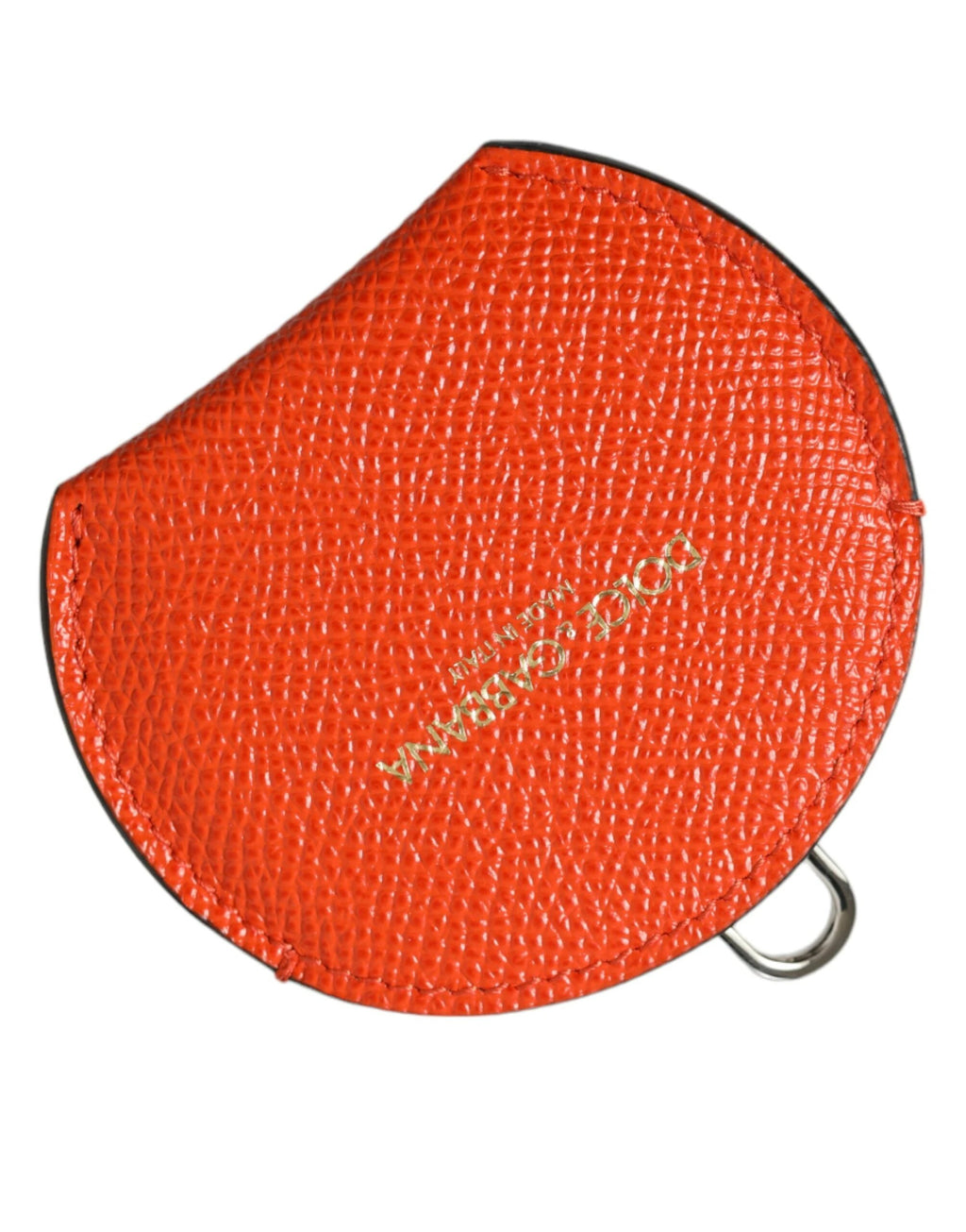 Dolce & Gabbana Orange Calfskin Leather Round Logo Hand Mirror Holder by Dolce & Gabbana