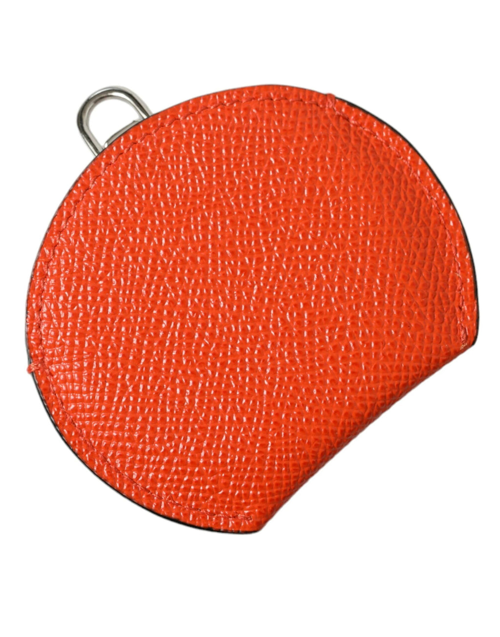 Dolce & Gabbana Orange Calfskin Leather Round Logo Hand Mirror Holder by Dolce & Gabbana