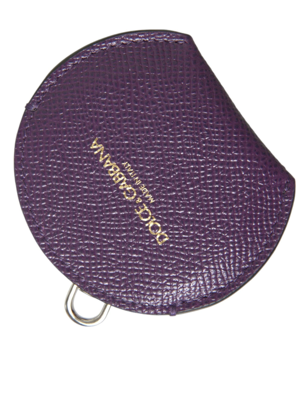 Dolce & Gabbana Purple Calfskin Leather Round Logo Hand Mirror Holder by Dolce & Gabbana