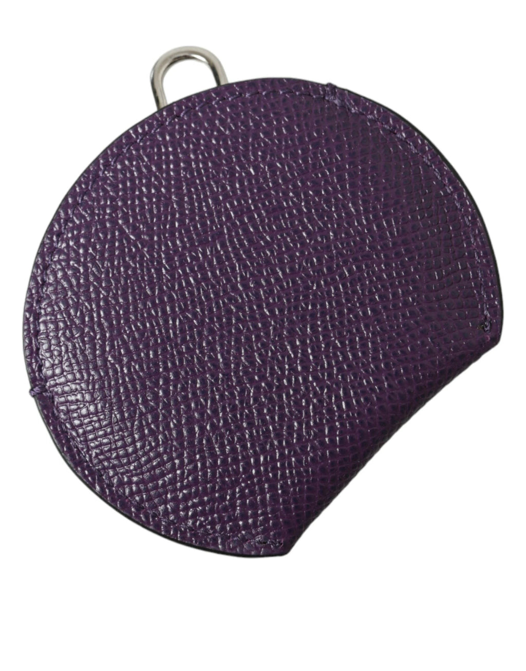 Dolce & Gabbana Purple Calfskin Leather Round Logo Hand Mirror Holder by Dolce & Gabbana