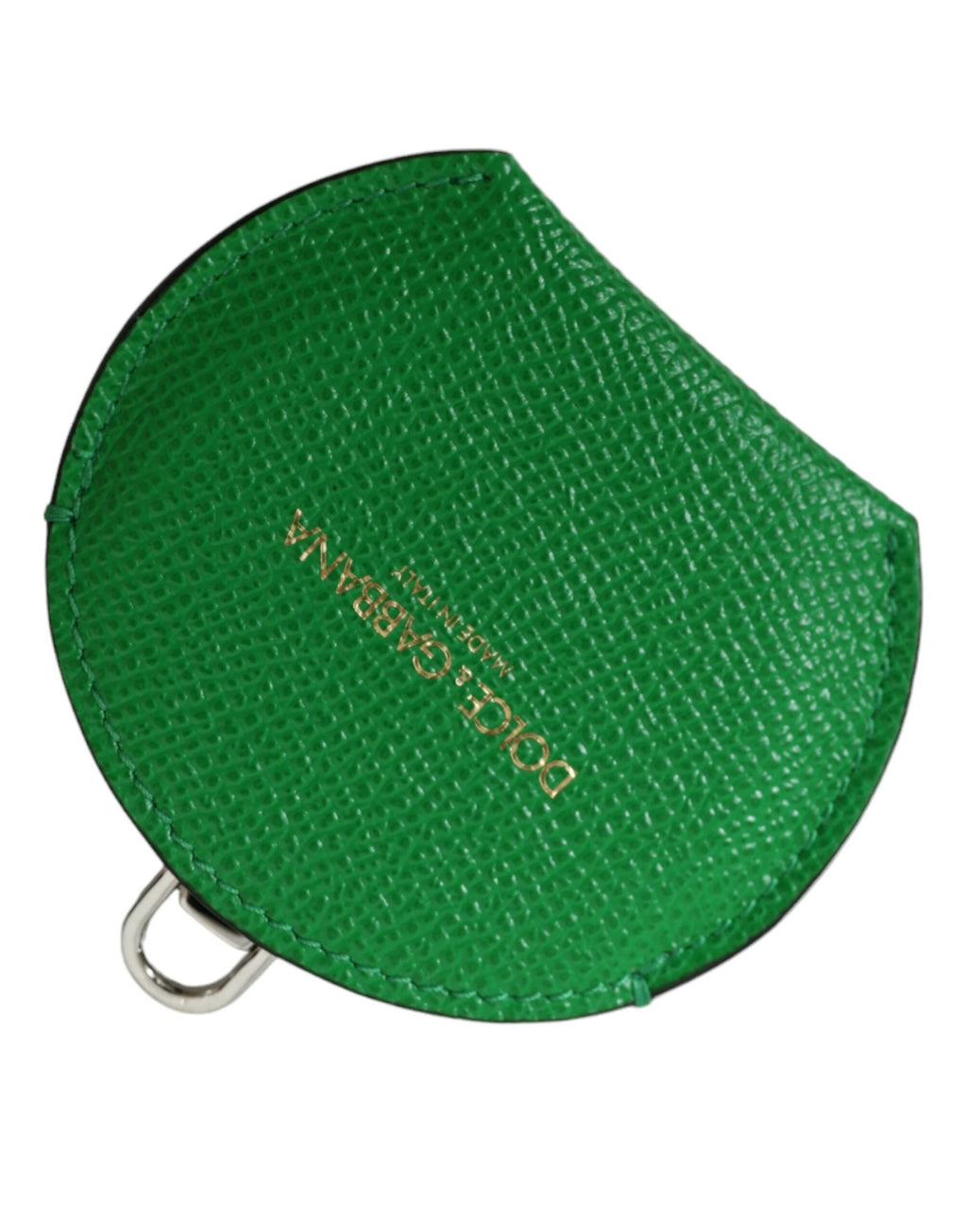 Dolce & Gabbana Green Calfskin Leather Round Logo Hand Mirror Holder by Dolce & Gabbana
