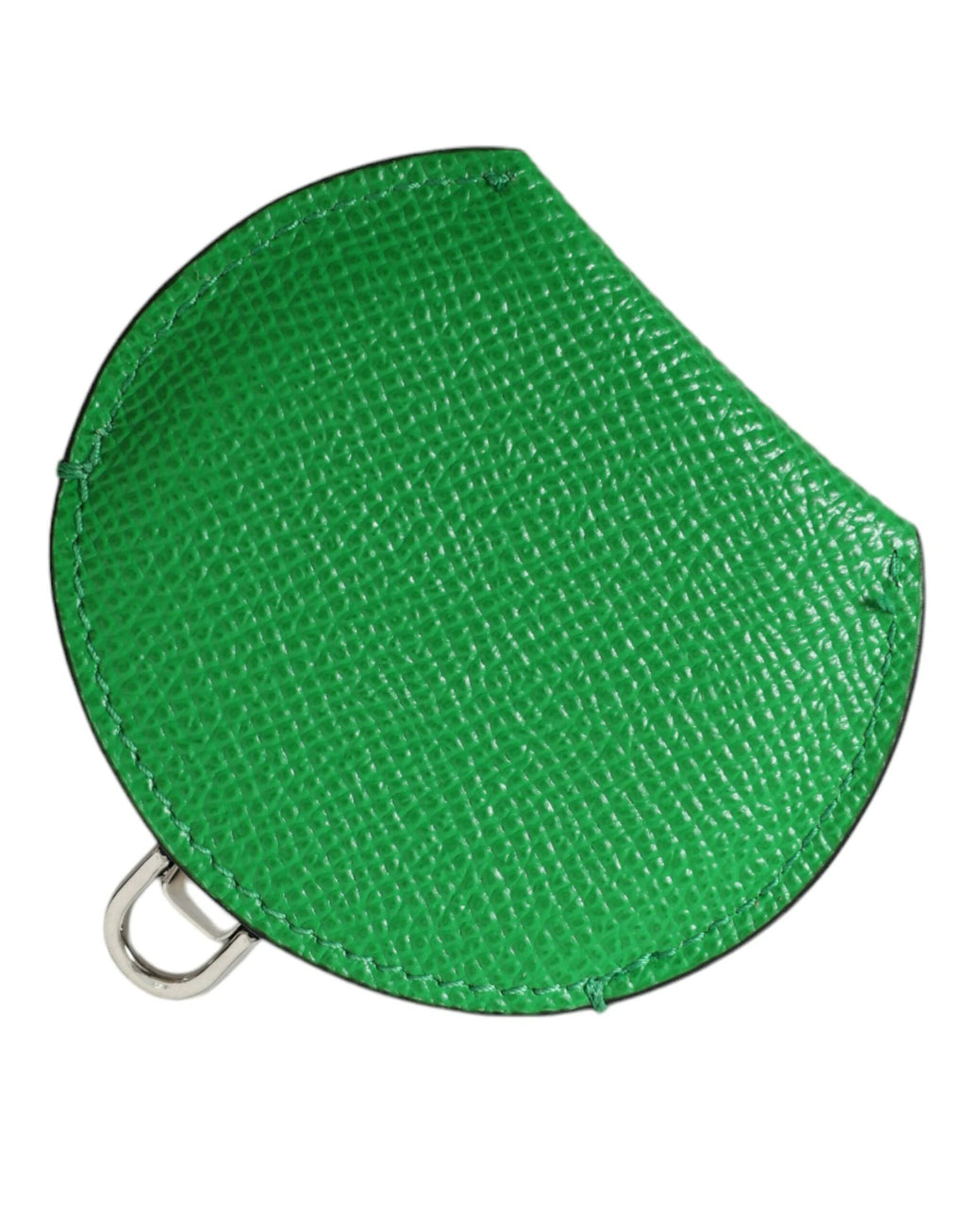 Dolce & Gabbana Green Calfskin Leather Round Logo Hand Mirror Holder by Dolce & Gabbana