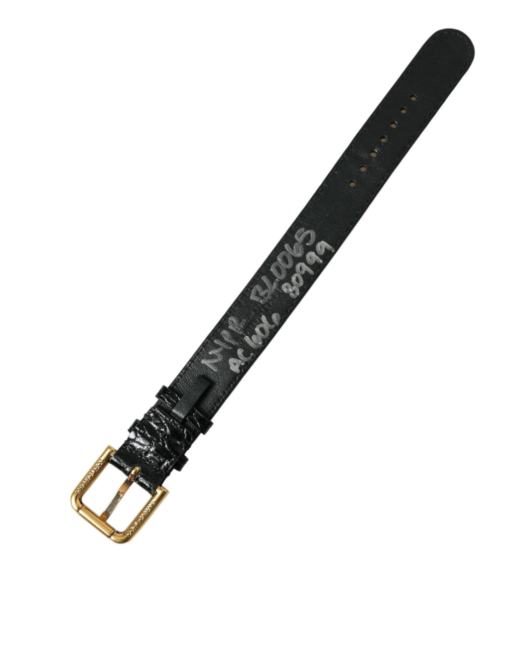 Dolce & Gabbana Black Textured Leather Gold Tone Metal Buckle Armband by Dolce & Gabbana