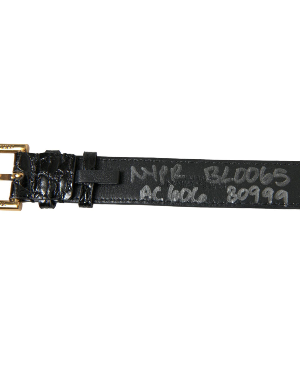 Dolce & Gabbana Black Textured Leather Gold Tone Metal Buckle Armband by Dolce & Gabbana