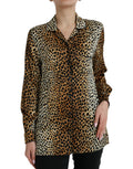 Dolce & Gabbana Brown Leopard Print Long Sleeves Blouse Top by Dolce & Gabbana