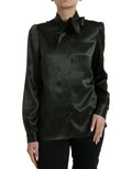 Dolce & Gabbana Gray Long Sleeves Ascot Collar Blouse Top by Dolce & Gabbana