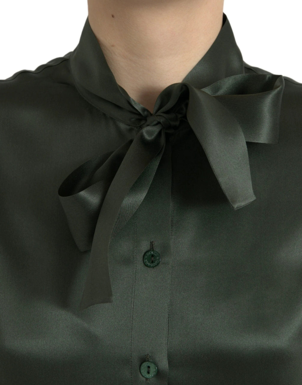 Dolce & Gabbana Gray Long Sleeves Ascot Collar Blouse Top by Dolce & Gabbana