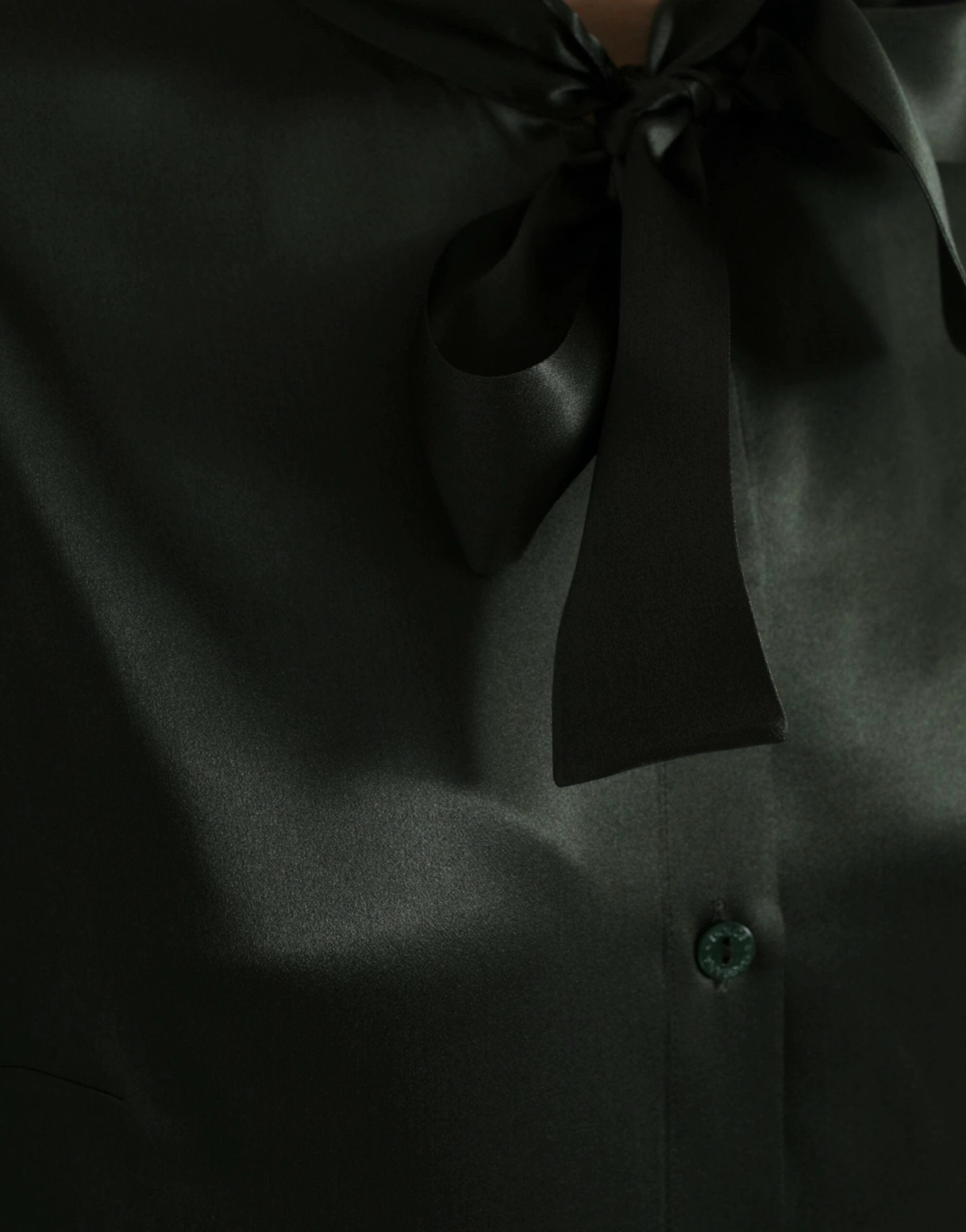Dolce & Gabbana Gray Long Sleeves Ascot Collar Blouse Top by Dolce & Gabbana