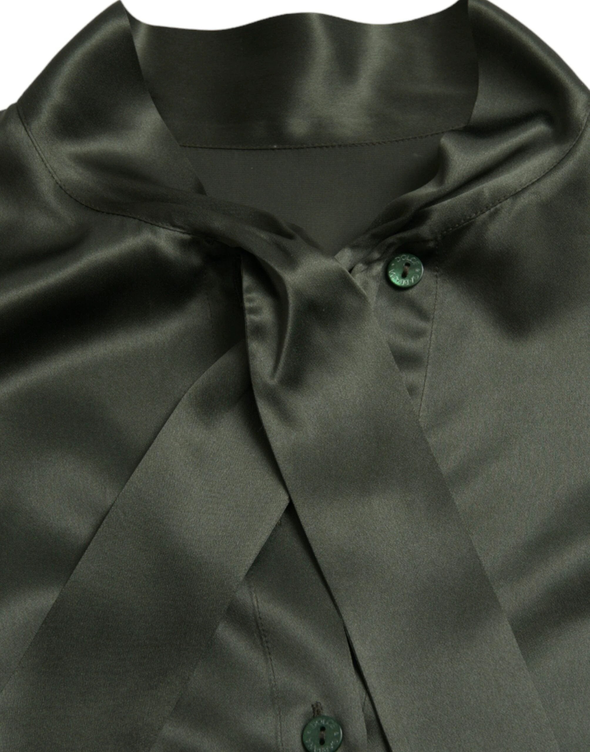 Dolce & Gabbana Gray Long Sleeves Ascot Collar Blouse Top by Dolce & Gabbana