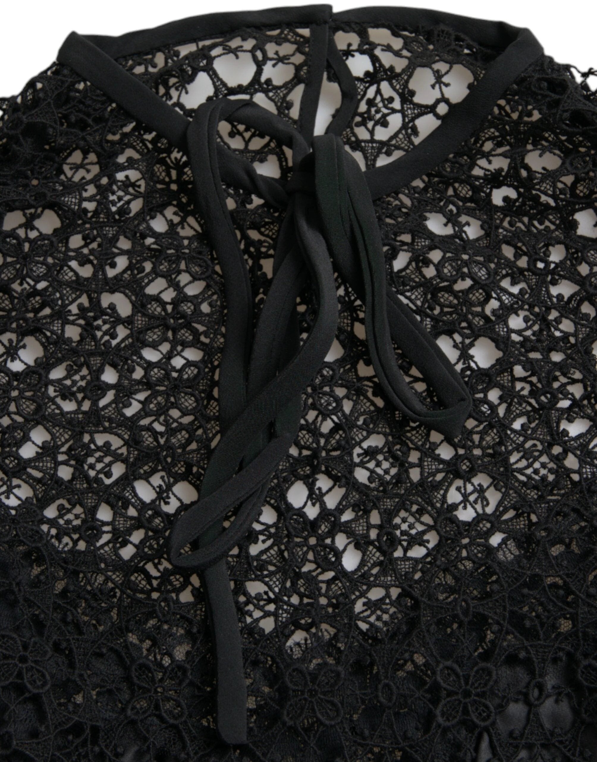 Dolce & Gabbana Black Floral Lace Short Sleeves Blouse Top by Dolce & Gabbana
