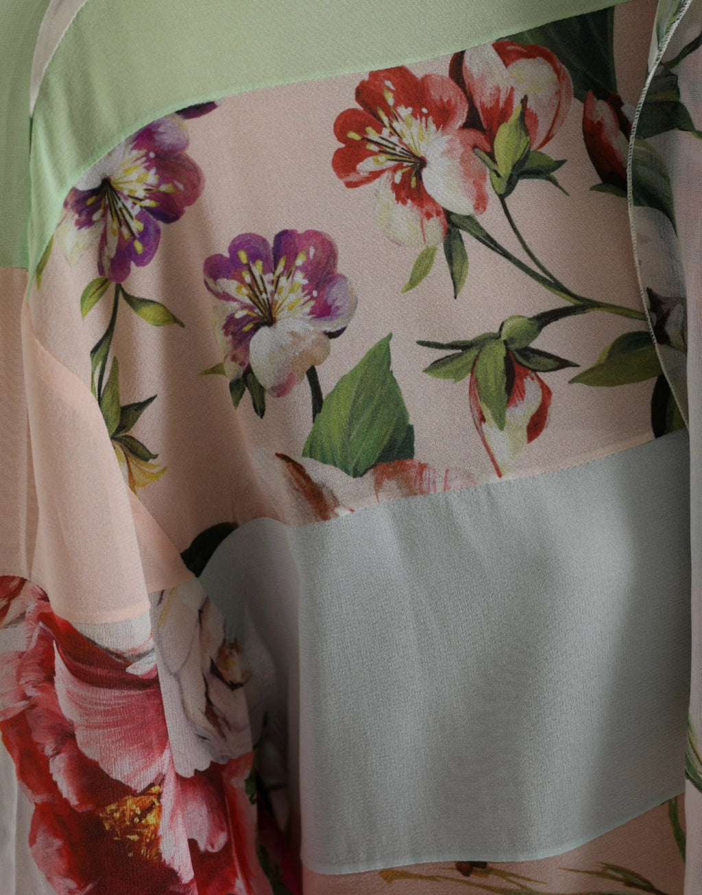 Dolce & Gabbana Multicolor Floral Patchwork Ascot Collar Top by Dolce & Gabbana