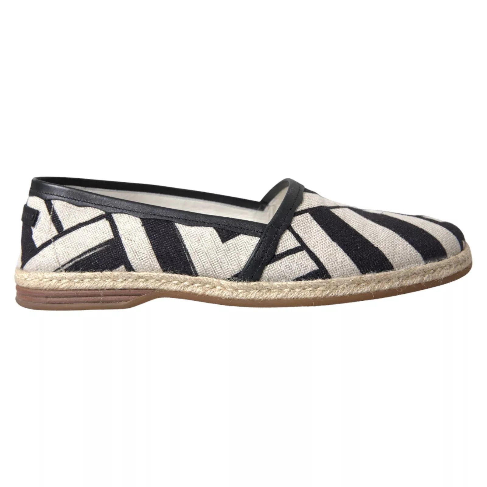 Dolce & Gabbana Black White Stripes Slip On Espadrille Shoes by Dolce & Gabbana