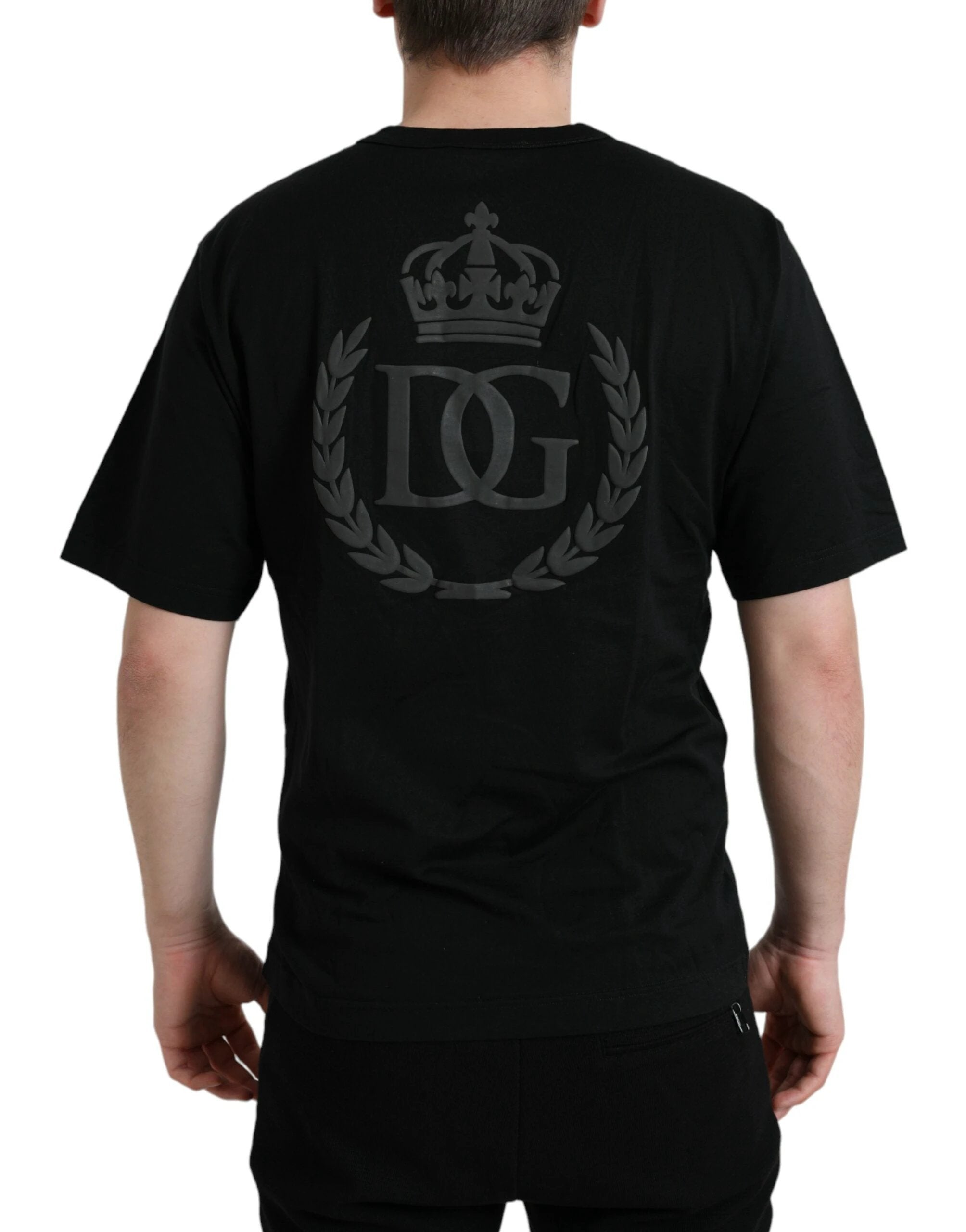 Dolce & Gabbana Black Logo Embossed Crew Neck Short Sleeves T-shirt by Dolce & Gabbana
