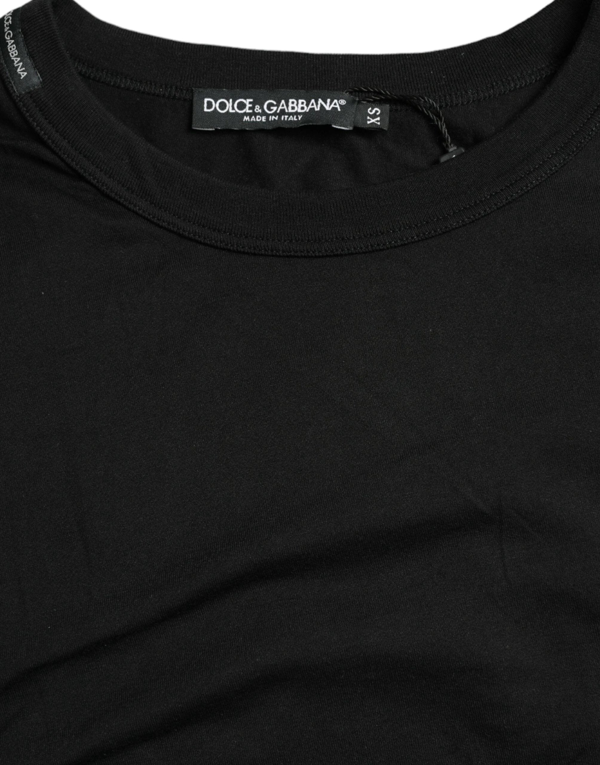 Dolce & Gabbana Black Logo Embossed Crew Neck Short Sleeves T-shirt by Dolce & Gabbana