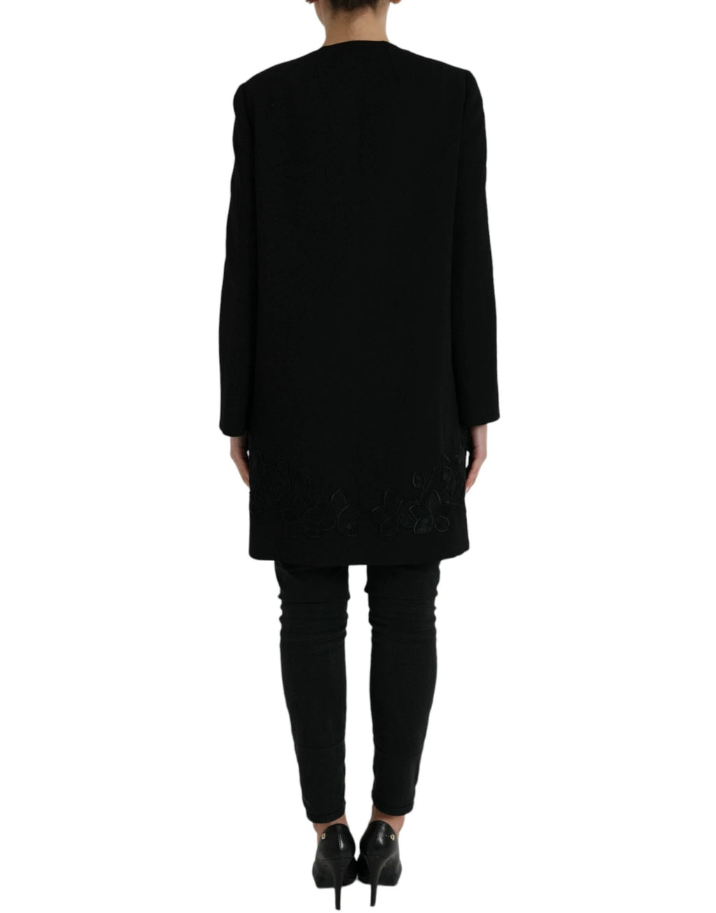 Dolce & Gabbana Black Floral Wool Button Embellished Jacket by Dolce & Gabbana