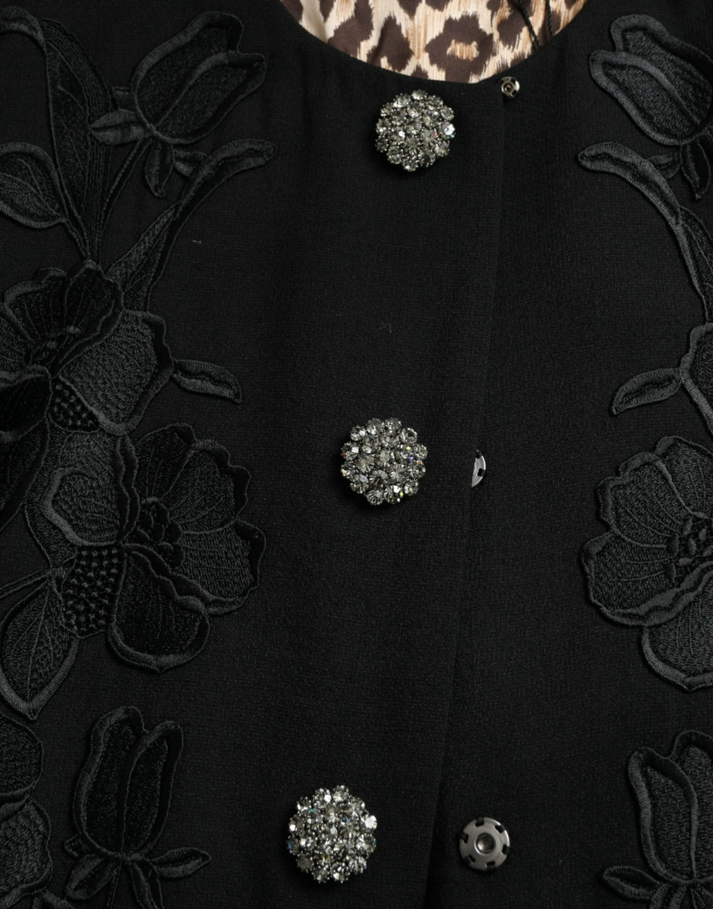 Dolce & Gabbana Black Floral Wool Button Embellished Jacket by Dolce & Gabbana