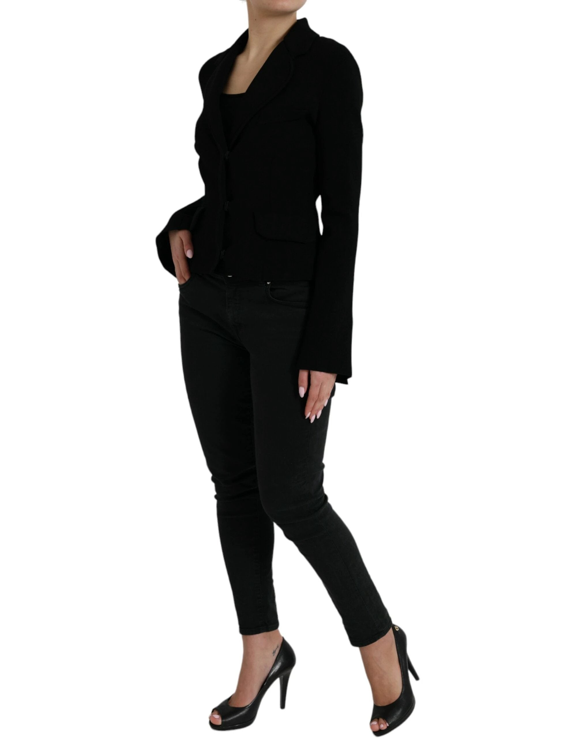 Dolce & Gabbana Black Viscose Single Breasted Blazer Jacket by Dolce & Gabbana