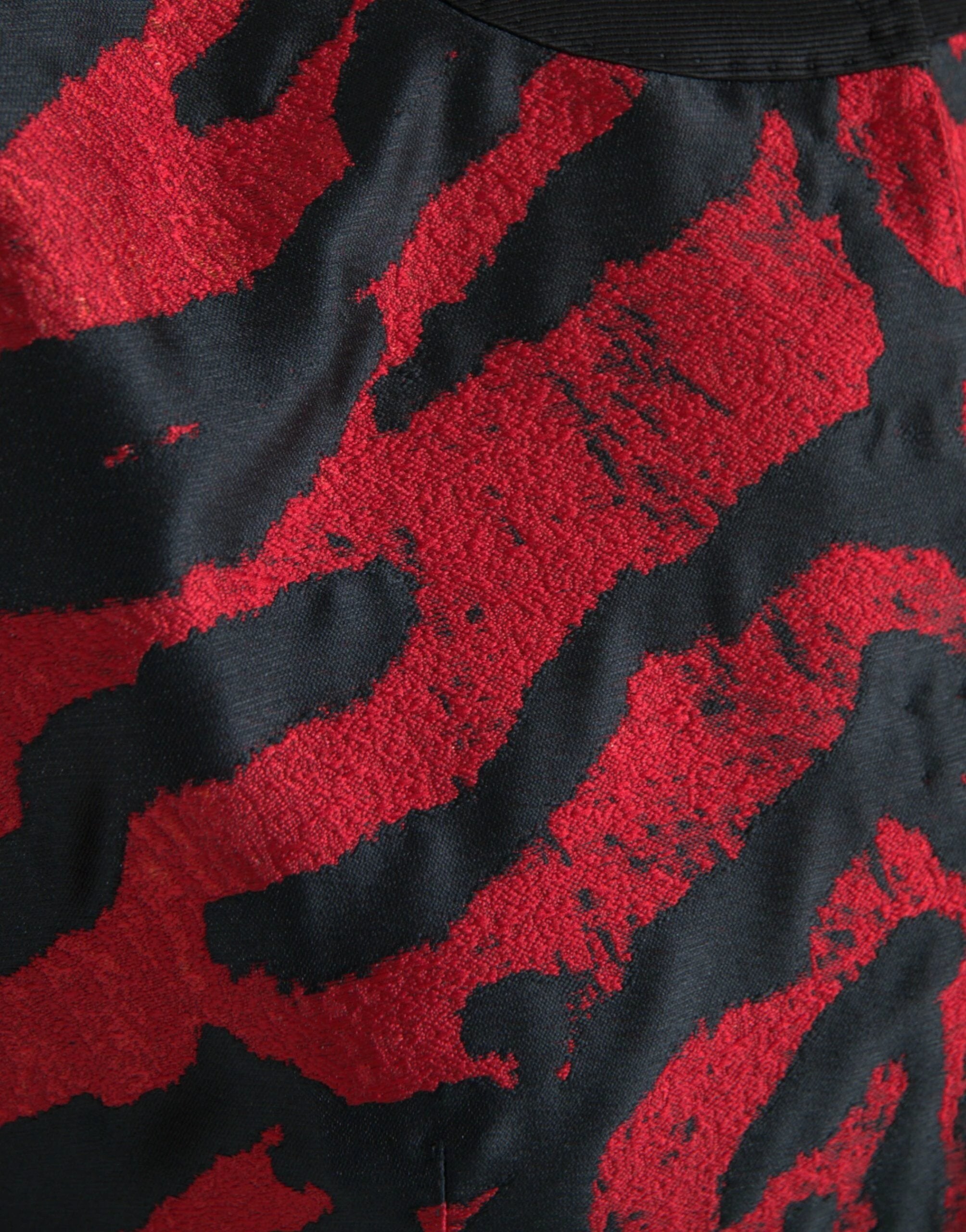Dolce & Gabbana Black Red Patterned Cropped Coat Jacket by Dolce & Gabbana