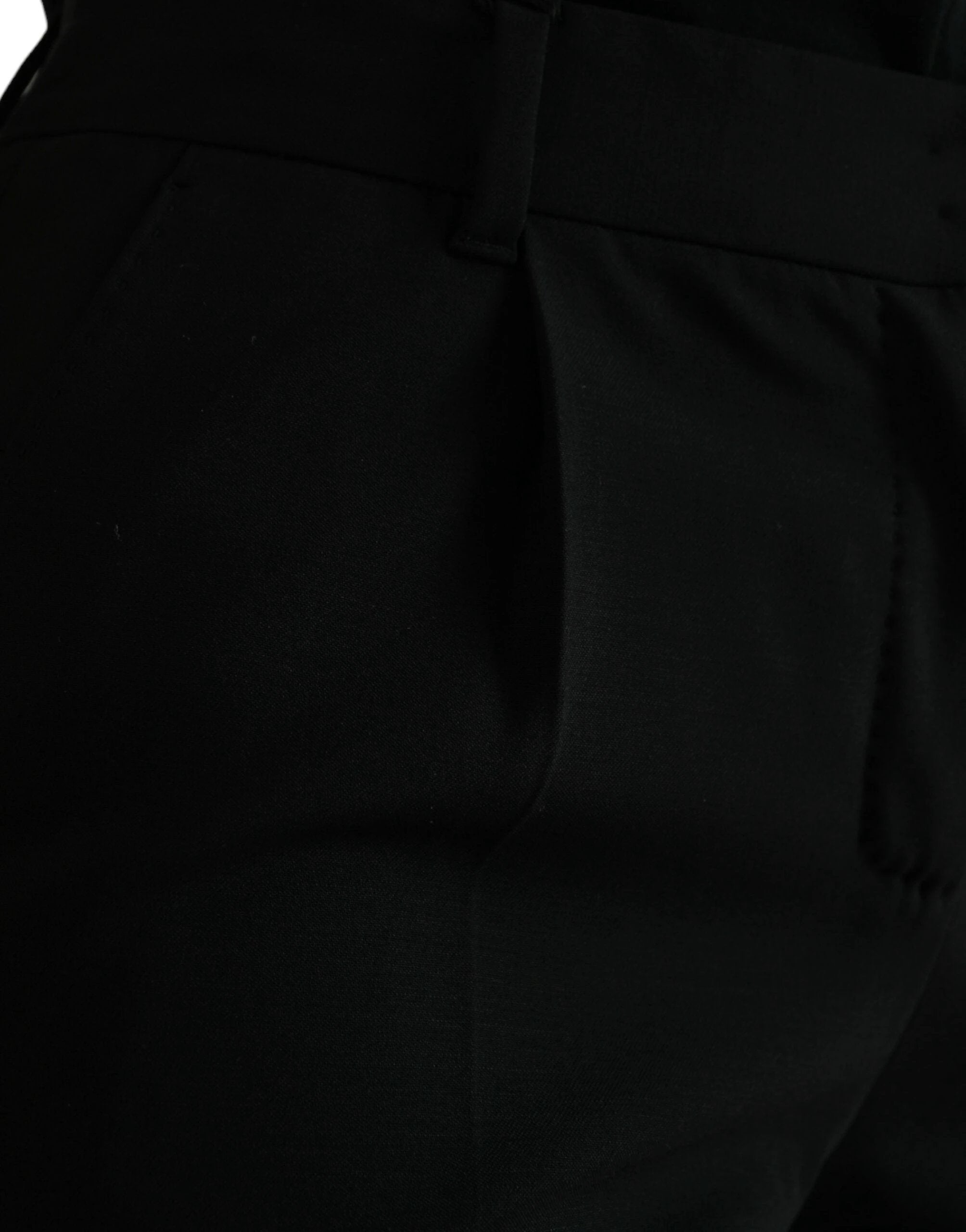 Dolce & Gabbana Black Wool Mid Waist Tapered Pants by Dolce & Gabbana