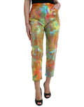 Dolce & Gabbana Multicolor Tie Dye Sequined High Waist Cropped Pants by Dolce & Gabbana