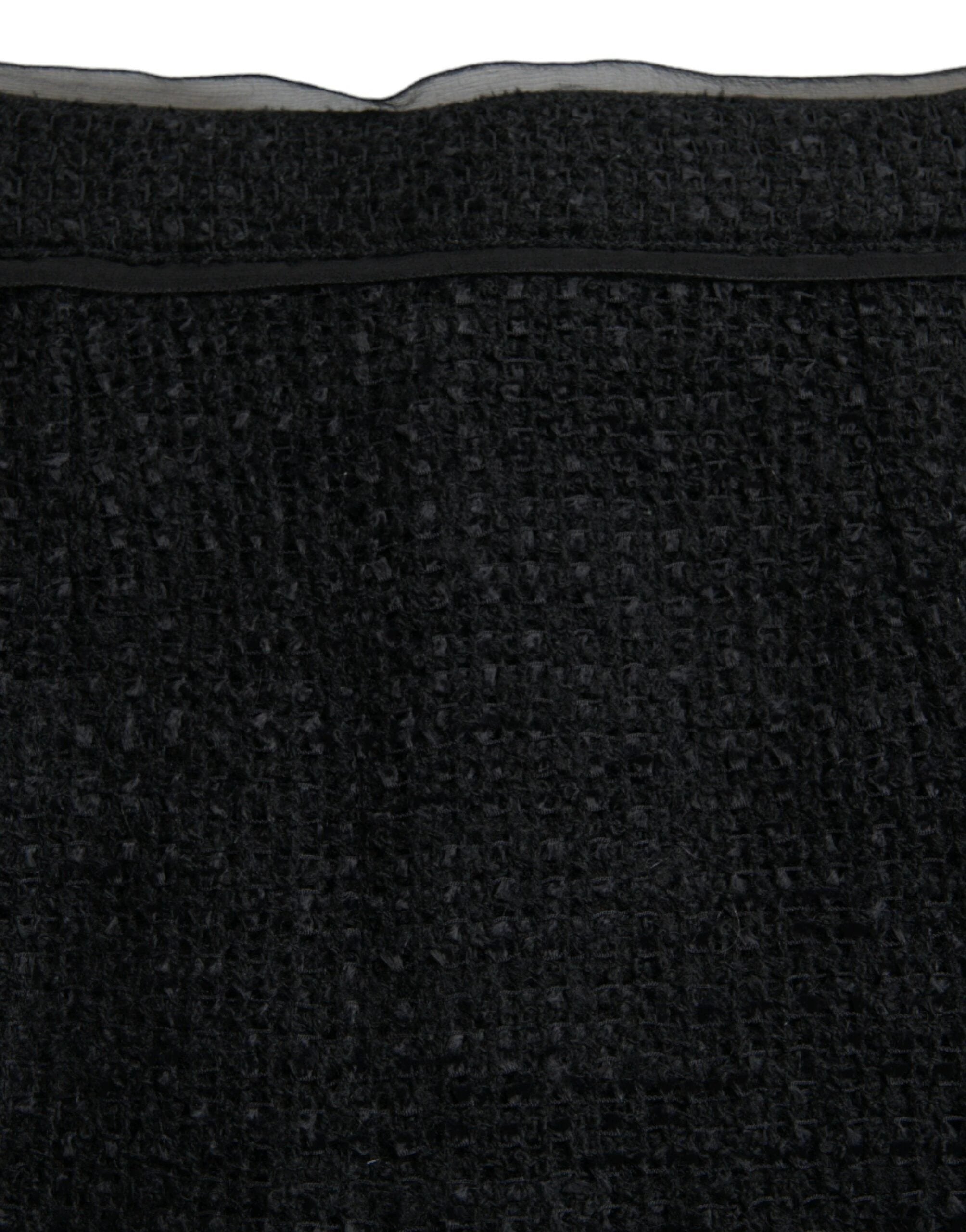 Dolce & Gabbana Black Wool High Waist Pencil Cut Midi Skirt by Dolce & Gabbana