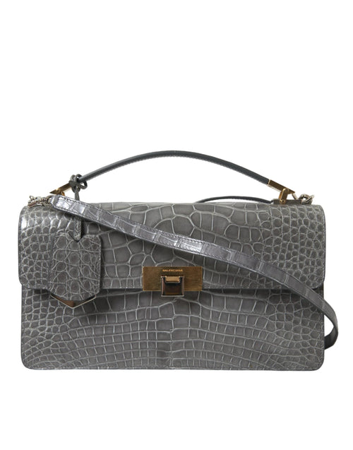 Balenciaga Gray Exotic Leather Medium Shoulder Hand Purse Bag by Balenciaga
