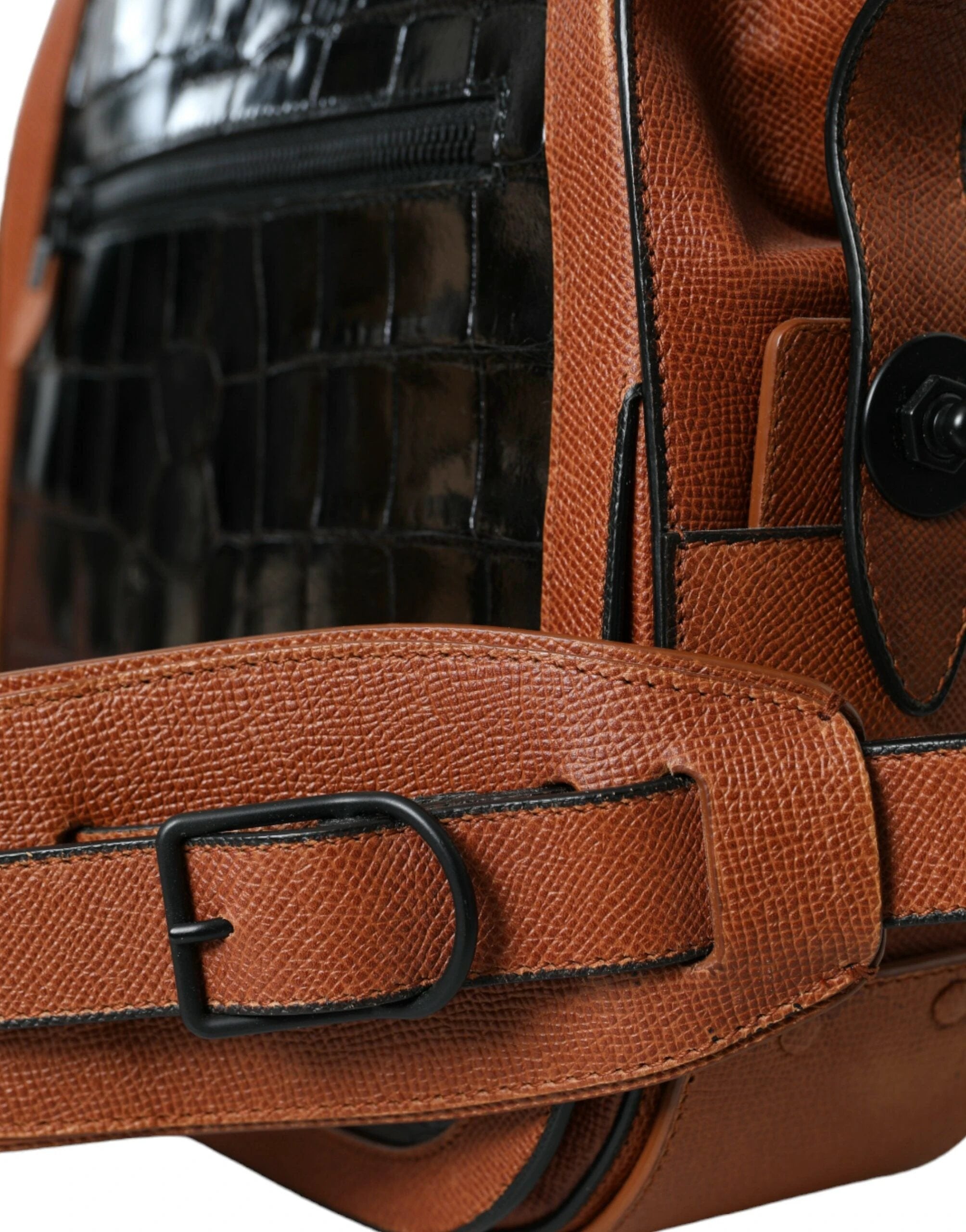 Balenciaga Black Brown Exotic Skin Leather Vertical Crossbody Purse Bag by Balenciaga