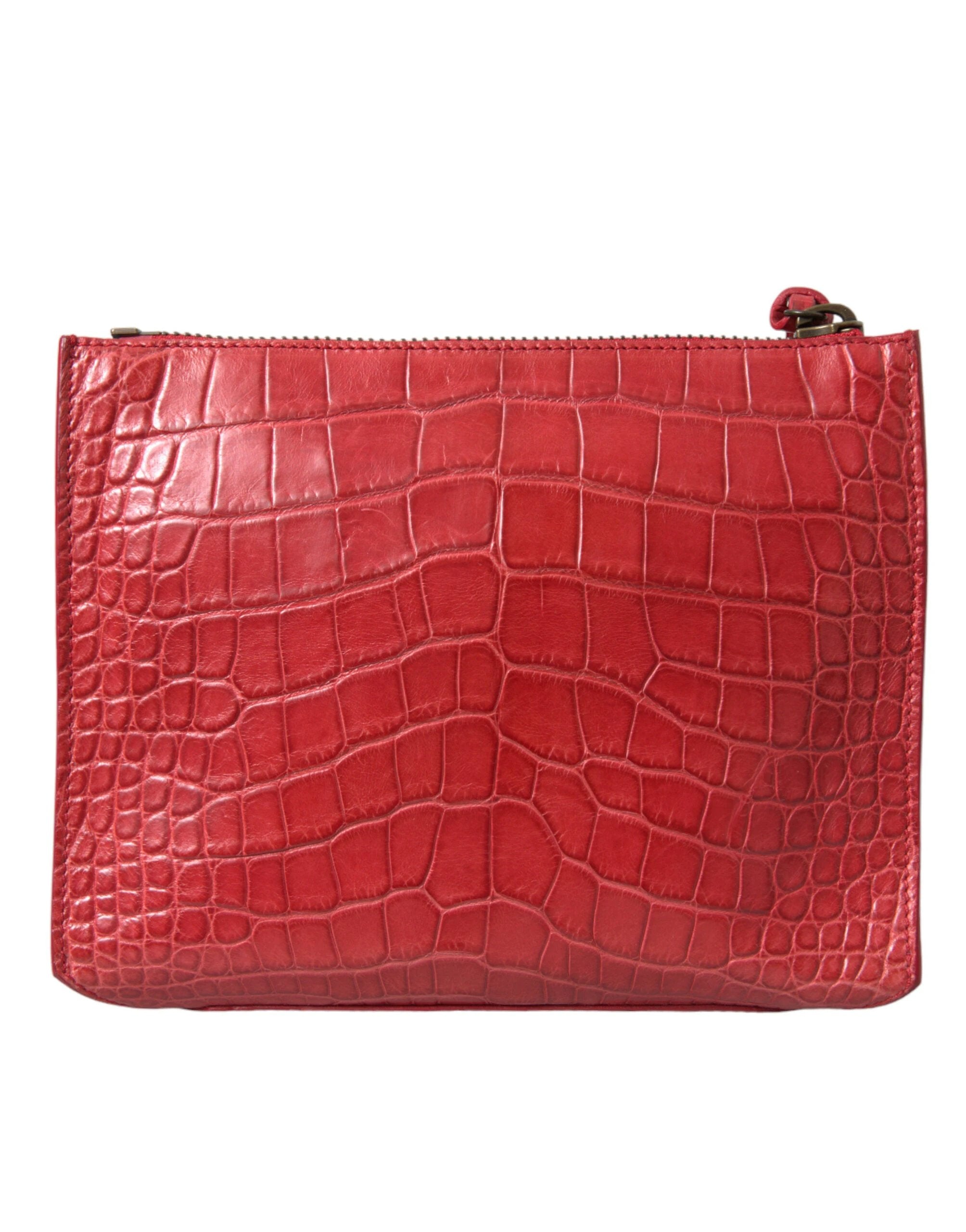 Balenciaga Red Exotic Skin Leather Classic Pouch Purse Wristlet Bag by Balenciaga