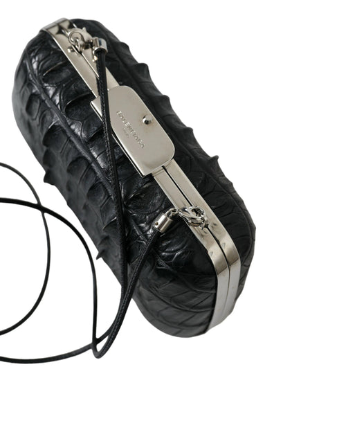 Balenciaga Black Exotic Skin Leather Shoulder Crossbody Box Clutch Bag by Balenciaga