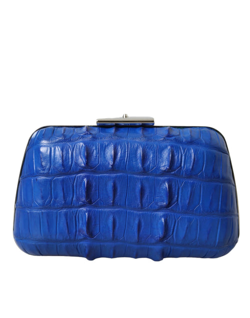 Balenciaga Blue Exotic Skin Leather Shoulder Crossbody Box Clutch Bag by Balenciaga