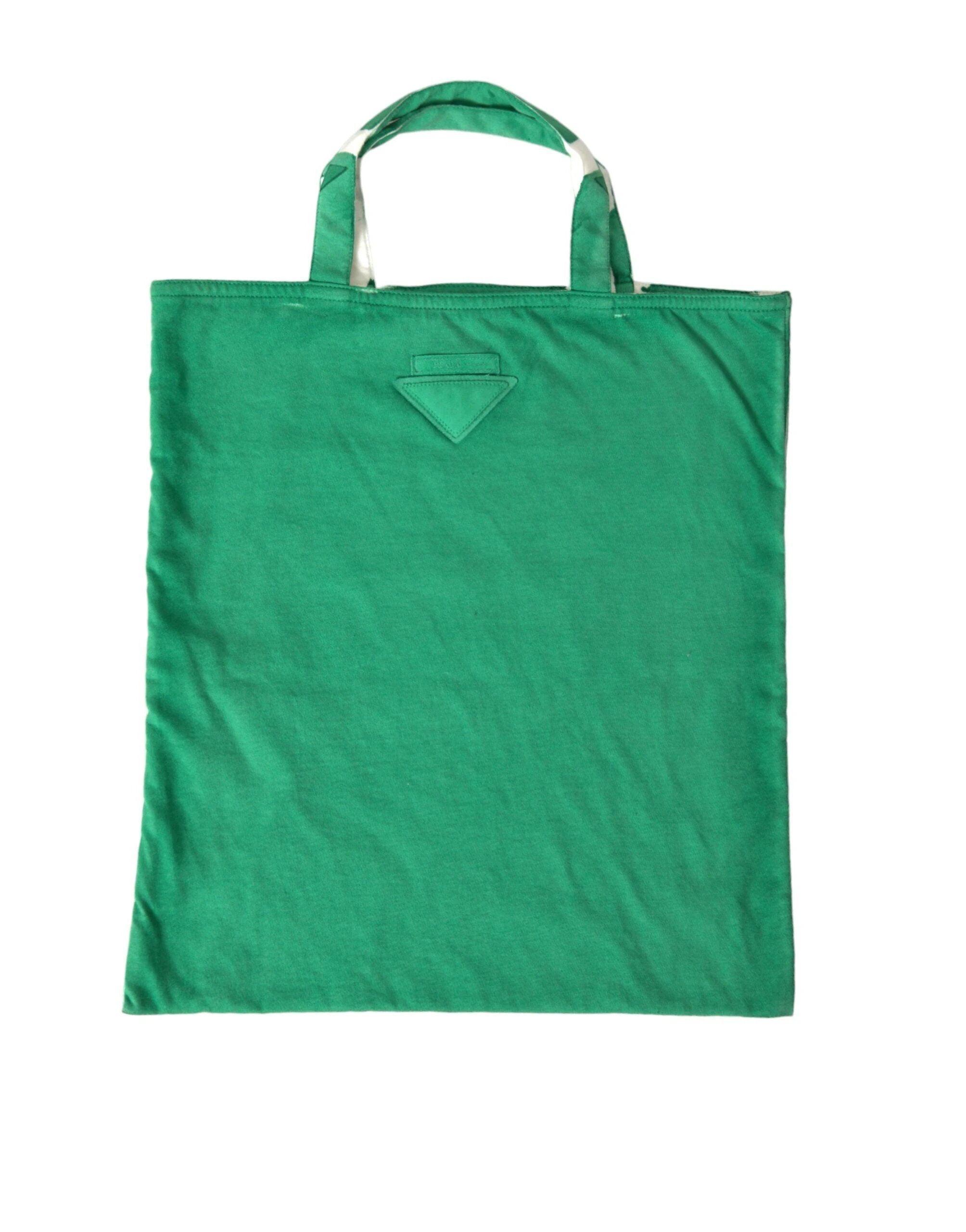 Prada Green Jersey Fabric Logo Shoulder Shopping Tote Shopping Bag by Prada