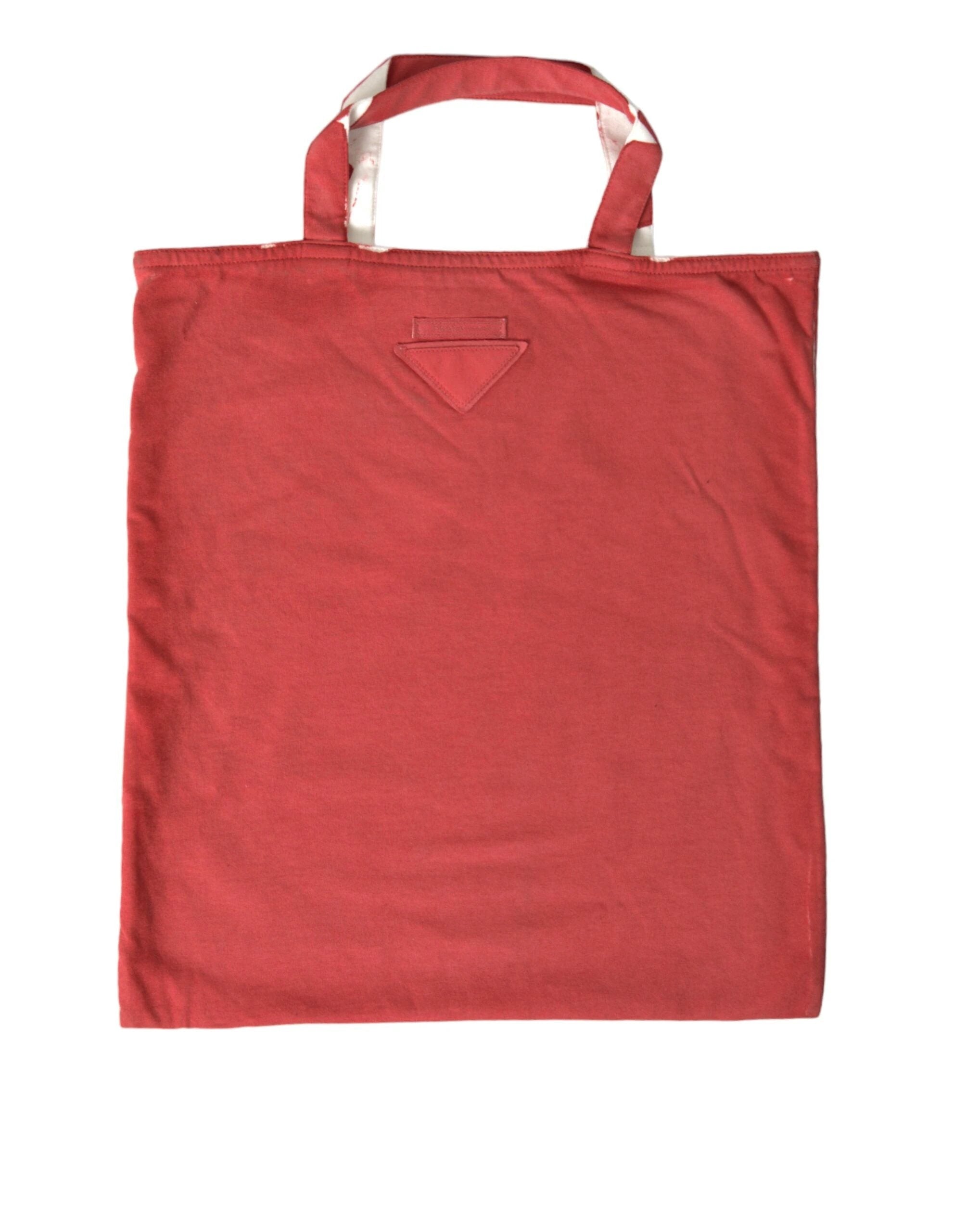 Prada Red Jersey Fabric Logo Shoulder Shopping Tote Bag by Prada